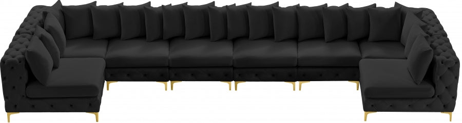 Tremblay Black Velvet Modular Sectional from Meridian - Luna Furniture