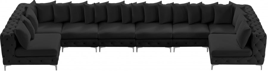 Tremblay Black Velvet Modular Sectional from Meridian - Luna Furniture