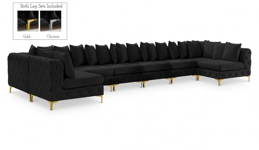 Tremblay Black Velvet Modular Sectional from Meridian - Luna Furniture