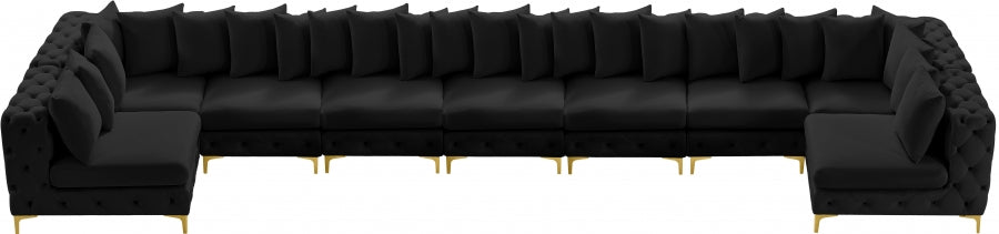 Tremblay Black Velvet Modular Sectional from Meridian - Luna Furniture