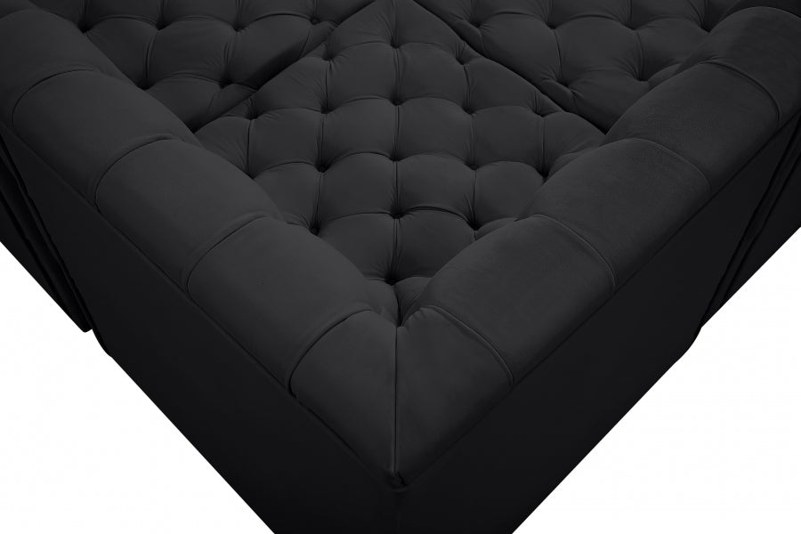 Tuft Black Velvet Modular Sectional from Meridian - Luna Furniture