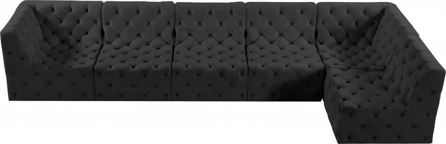 Tuft Black Velvet Modular Sectional from Meridian - Luna Furniture