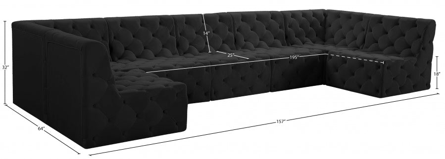 Tuft Black Velvet Modular Sectional from Meridian - Luna Furniture