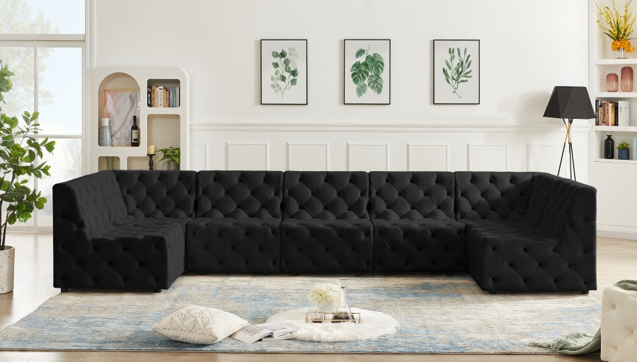 Tuft Black Velvet Modular Sectional from Meridian - Luna Furniture