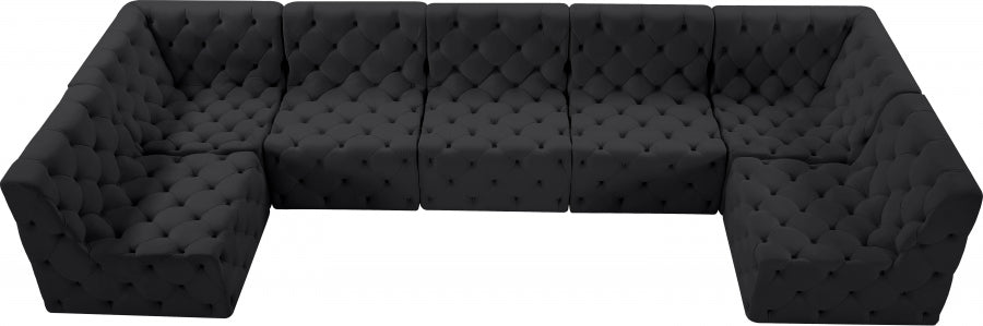 Tuft Black Velvet Modular Sectional from Meridian - Luna Furniture