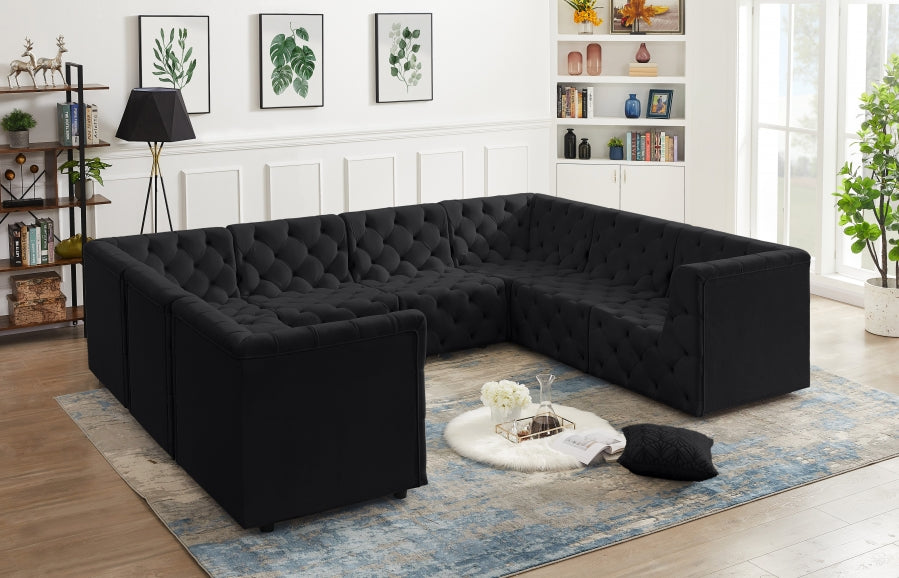 Tuft Black Velvet Modular Sectional from Meridian - Luna Furniture