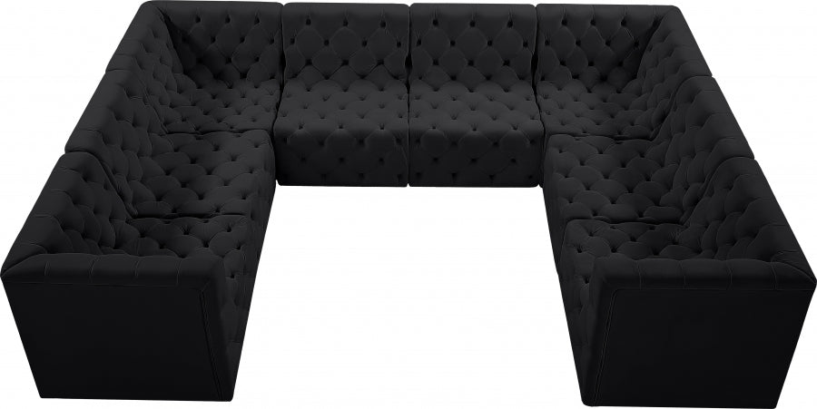 Tuft Black Velvet Modular Sectional from Meridian - Luna Furniture