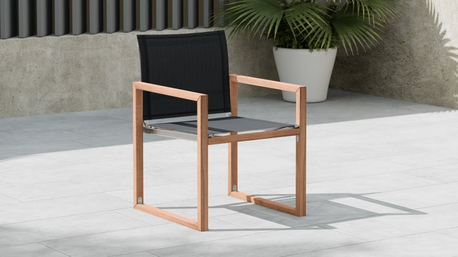 Tulum Black Waterproof Fabric Outdoor Dining Arm Chair from Meridian - Luna Furniture