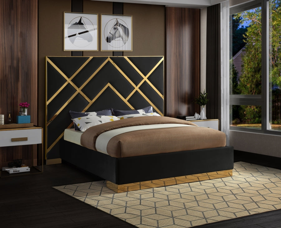 Vector Black Velvet King Bed from Meridian - Luna Furniture