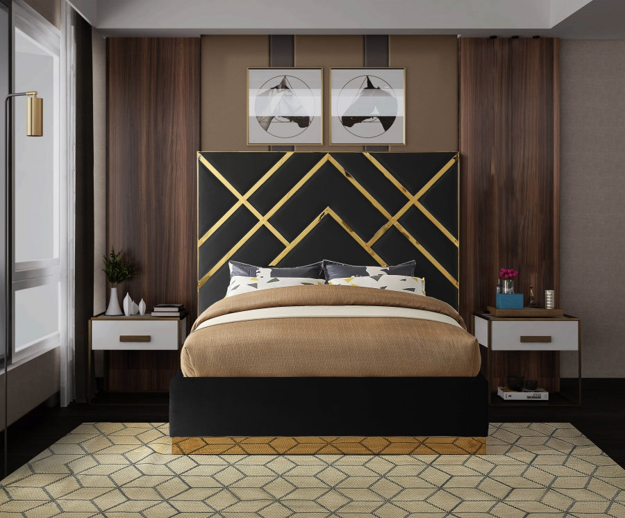 Vector Black Velvet King Bed from Meridian - Luna Furniture