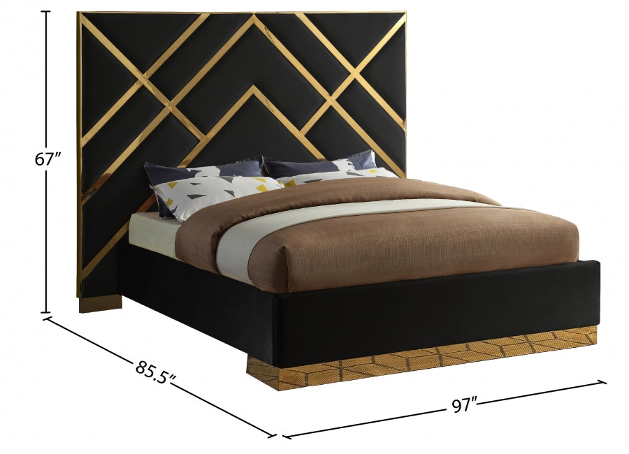 Vector Black Velvet King Bed from Meridian - Luna Furniture