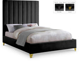 Via Black Velvet Full Bed from Meridian - Luna Furniture