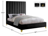 Via Black Velvet Full Bed from Meridian - Luna Furniture