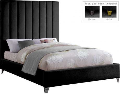 Via Black Velvet Full Bed from Meridian - Luna Furniture