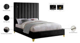 Via Black Velvet King Bed from Meridian - Luna Furniture