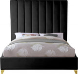 Via Black Velvet Queen Bed from Meridian - Luna Furniture