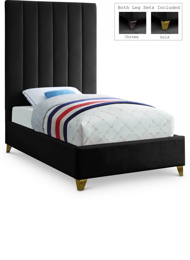 Via Black Velvet Twin Bed from Meridian - Luna Furniture