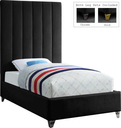 Via Black Velvet Twin Bed from Meridian - Luna Furniture