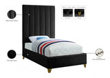 Via Black Velvet Twin Bed from Meridian - Luna Furniture