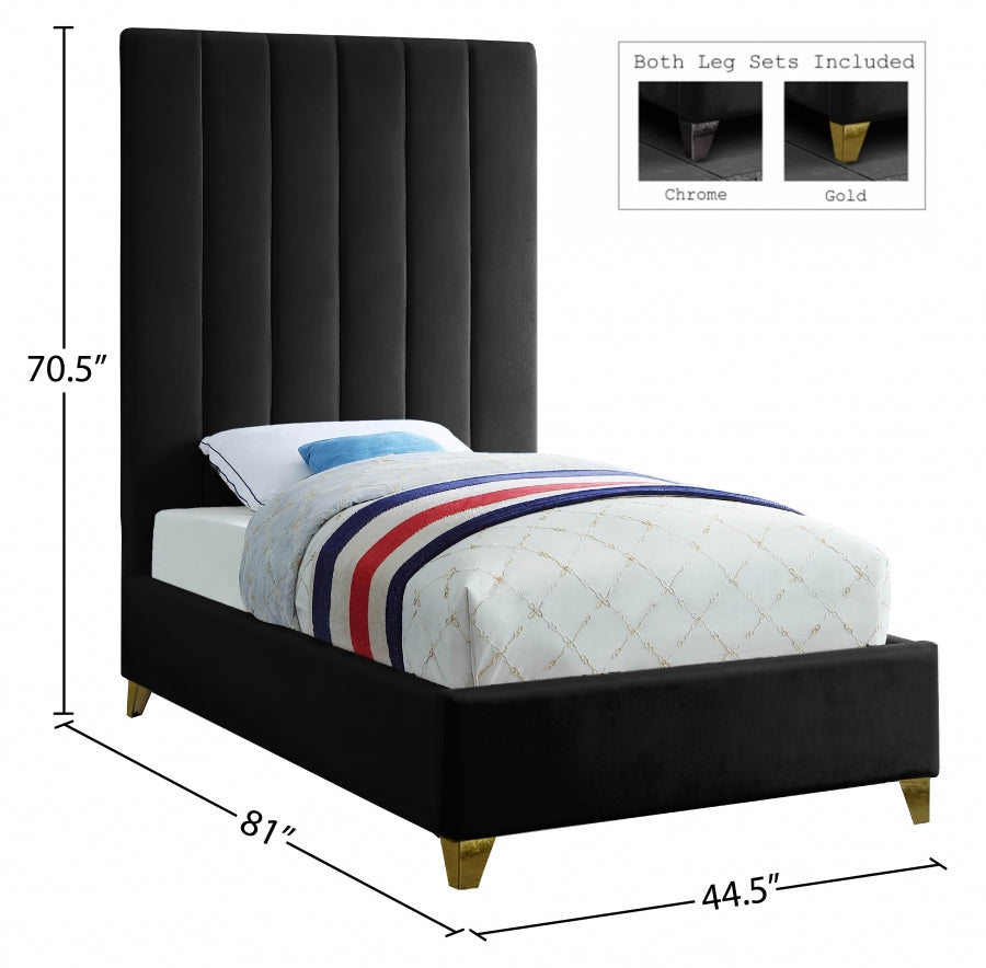 Via Black Velvet Twin Bed from Meridian - Luna Furniture