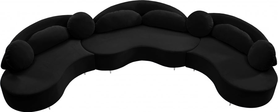 Vivacious Black Velvet 3-Piece Sectional from Meridian - Luna Furniture