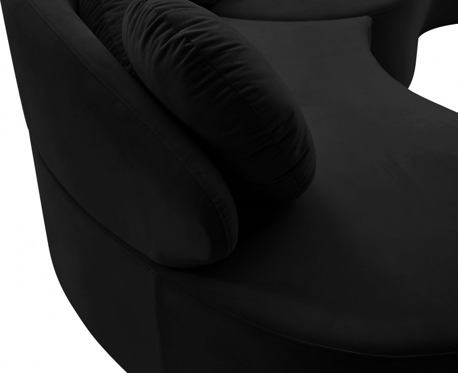 Vivacious Black Velvet 3-Piece Sectional from Meridian - Luna Furniture