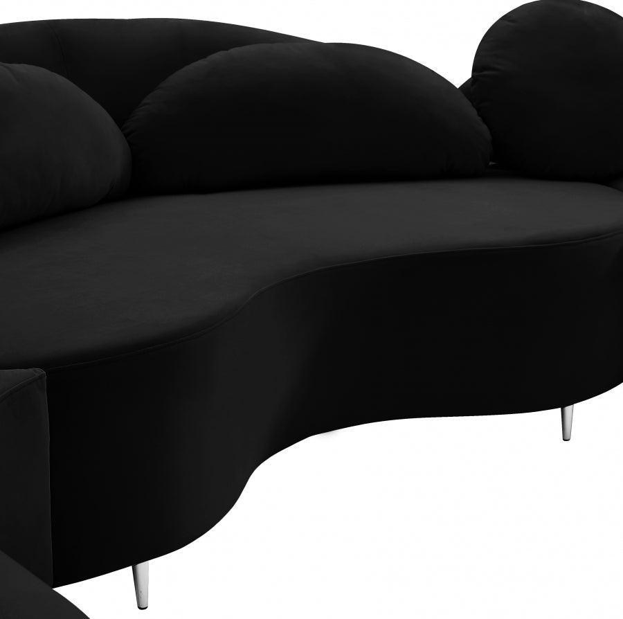 Vivacious Black Velvet 3-Piece Sectional from Meridian - Luna Furniture