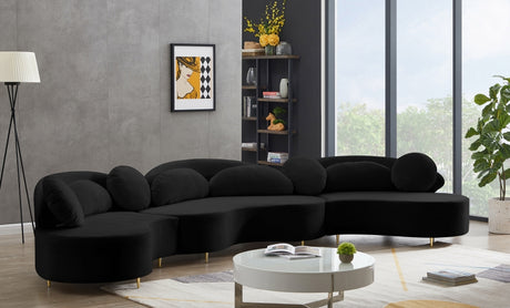 Vivacious Black Velvet 3-Piece Sectional from Meridian - Luna Furniture