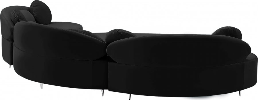 Vivacious Black Velvet 3-Piece Sectional from Meridian - Luna Furniture