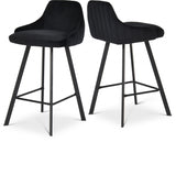 Viviene Black Velvet Counter Stool, Set of 2 from Meridian - Luna Furniture