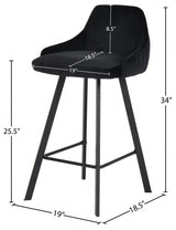 Viviene Black Velvet Counter Stool, Set of 2 from Meridian - Luna Furniture