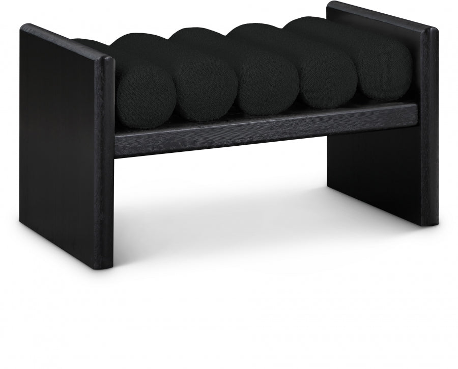 Waverly Black Boucle Fabric Bench from Meridian - Luna Furniture