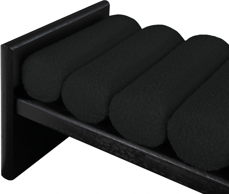 Waverly Black Boucle Fabric Bench from Meridian - Luna Furniture