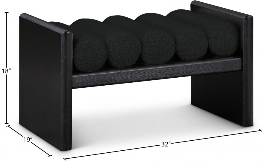 Waverly Black Boucle Fabric Bench from Meridian - Luna Furniture