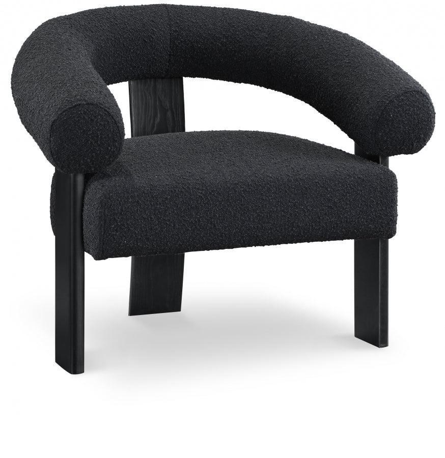 Black Winston Boucle Fabric Accent Chair from Meridian - Luna Furniture