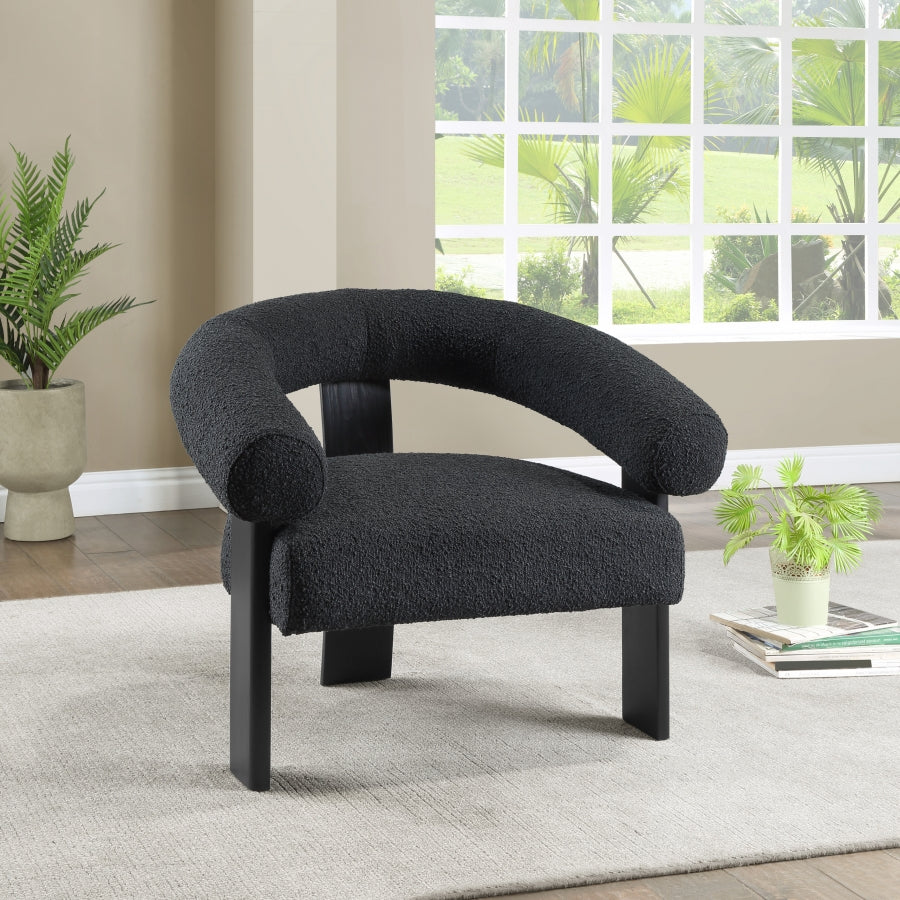 Black Winston Boucle Fabric Accent Chair from Meridian - Luna Furniture