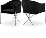 Xavier Black Velvet Dining Chair from Meridian - Luna Furniture