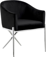 Xavier Black Velvet Dining Chair from Meridian - Luna Furniture