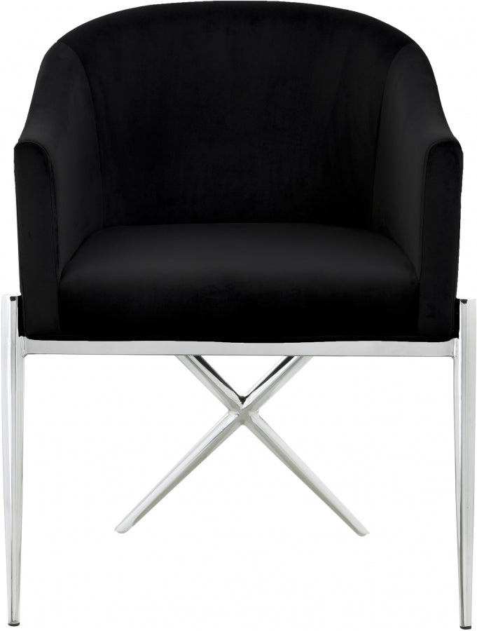 Xavier Black Velvet Dining Chair from Meridian - Luna Furniture