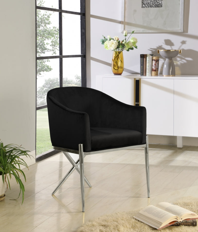 Xavier Black Velvet Dining Chair from Meridian - Luna Furniture