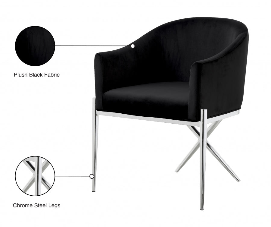 Xavier Black Velvet Dining Chair from Meridian - Luna Furniture