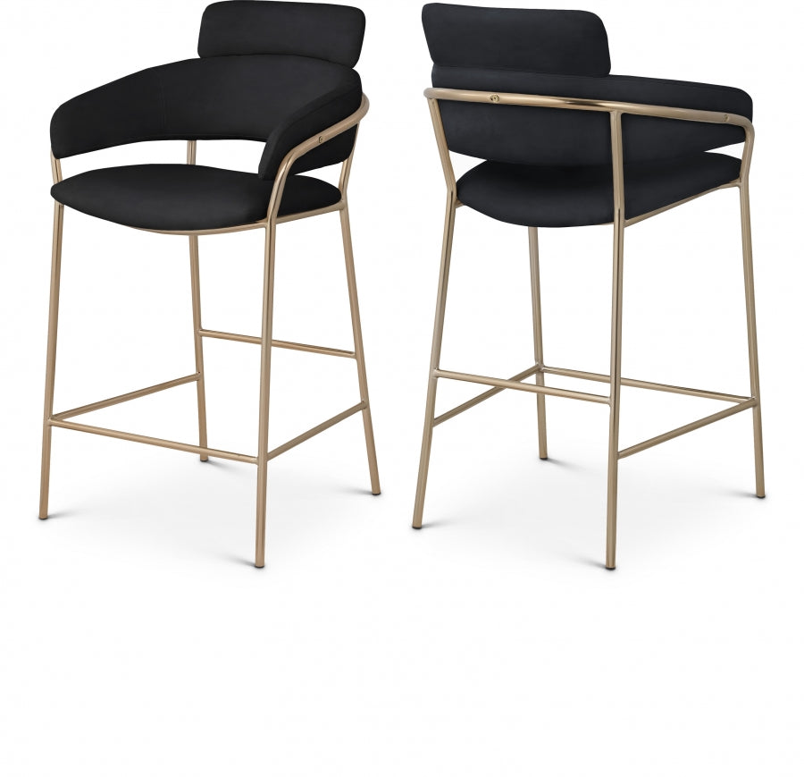 Yara Black Velvet Counter Stool from Meridian - Luna Furniture