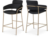 Yara Black Velvet Counter Stool from Meridian - Luna Furniture