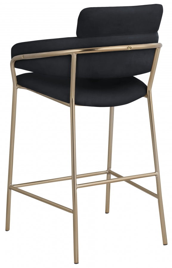 Yara Black Velvet Counter Stool from Meridian - Luna Furniture