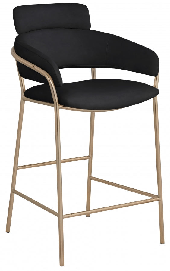 Yara Black Velvet Counter Stool from Meridian - Luna Furniture