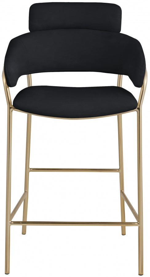 Yara Black Velvet Counter Stool from Meridian - Luna Furniture