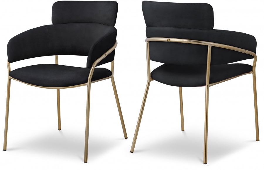 Yara Black Velvet Dining Chair, Set of 2 from Meridian - Luna Furniture