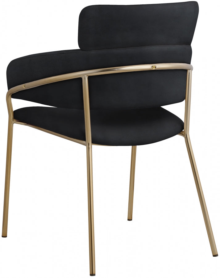 Yara Black Velvet Dining Chair, Set of 2 from Meridian - Luna Furniture