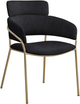 Yara Black Velvet Dining Chair, Set of 2 from Meridian - Luna Furniture