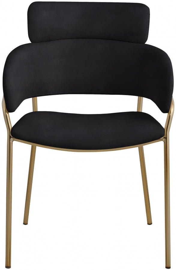 Yara Black Velvet Dining Chair, Set of 2 from Meridian - Luna Furniture